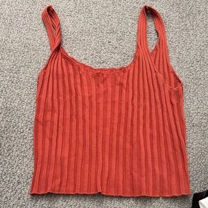 Women's Ribbed Orange Tank Top